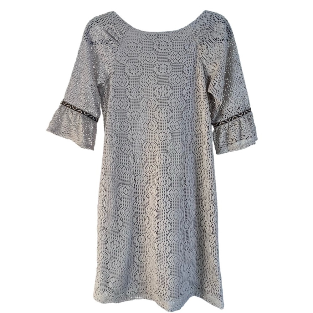 Rabbit Rabbit Rabbit Designs lined crochet look dress in sand - Picture 2 of 11